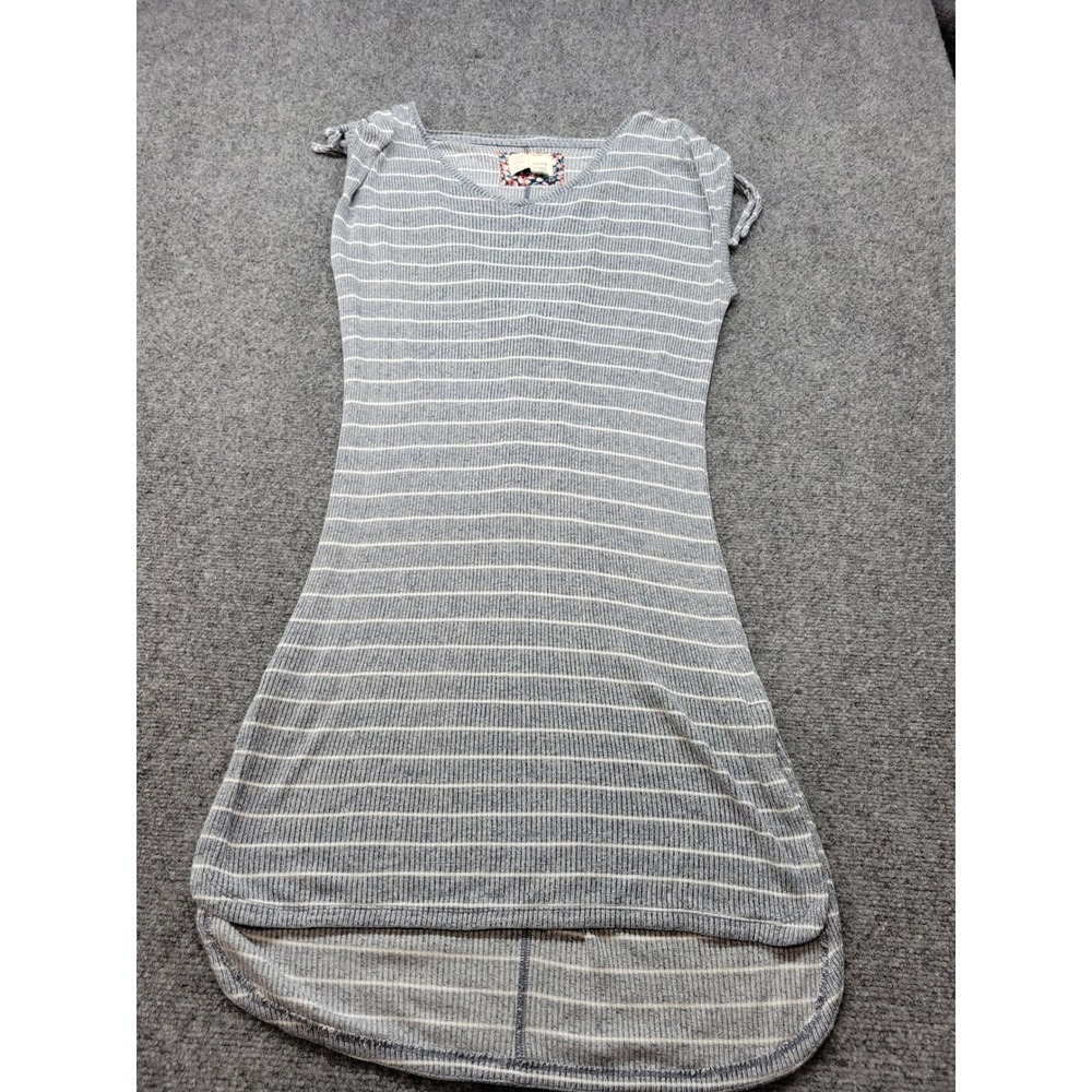Saturday Sunday Anthropologie Striped Ribbed Knit Button Back Dress Blue XXS